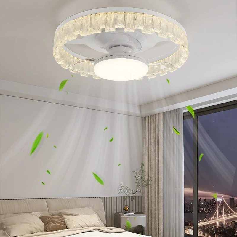 Contemporary Ceiling Fan Lights Bedroom Master Bedroom Dining Rooms Ice Cracks Fan Lamps High-end Intelligent Lighting Fixtures