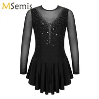 Vestido tutú de Ballet para niños, leotardos de gimnasia con diamantes de imitación, malla de Ballet para Chica adolescente, vestido de patinaje sobre hielo, traje de baile lírico para escenario