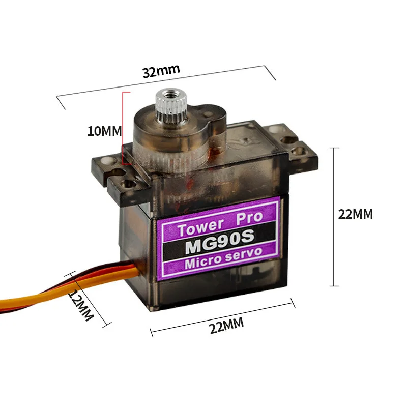 Huisheng Mg90s Metal Gear Servo Sg90 Ulepszony 14g Nachylony 90 stopni Gimbal Model samochodu Model statku Serwo