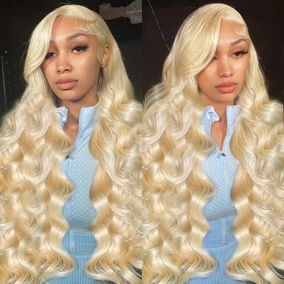 613 Honey Blonde 220% 30 40 Inch 13x6 HD Transparent Body Wave Lace Front Human Hair Wigs For Women