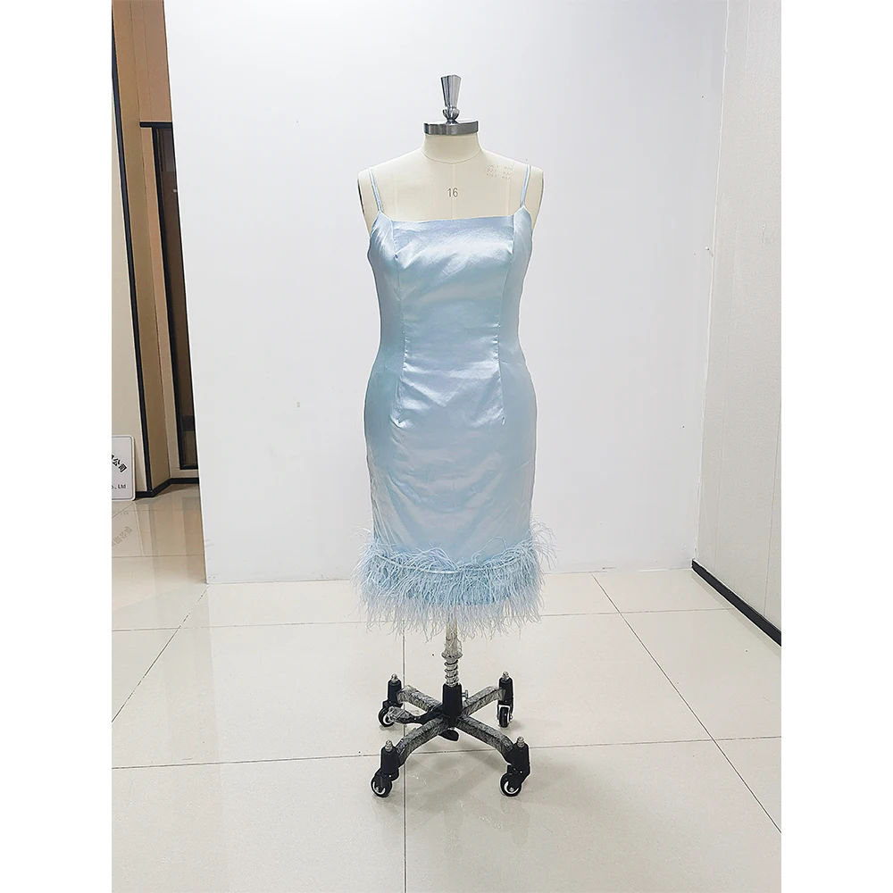 Sexy Sky Blue Prom Dress Sleeveless Knee-Length Spaghetti Strapless Gowns Special Occasion Summer Beach Evening Dress 2025