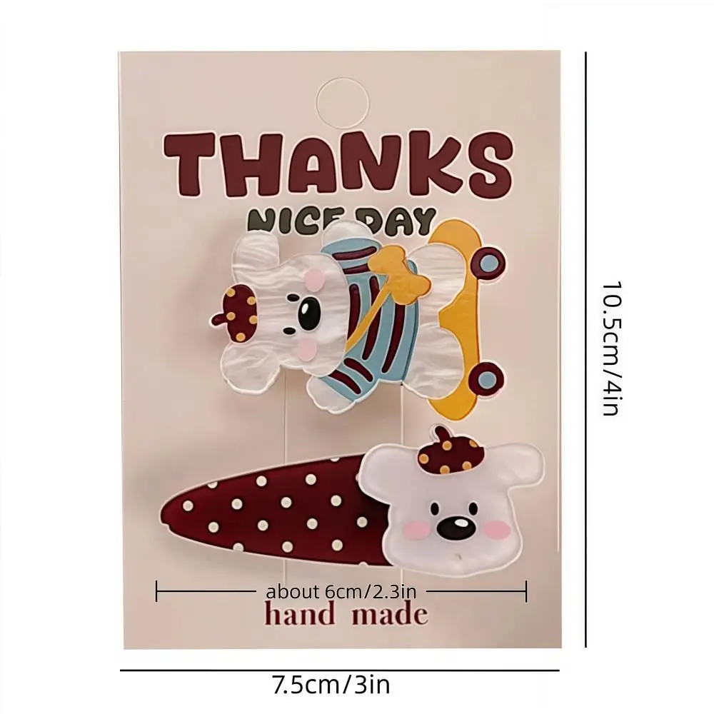 2 قطعة مشبك شعر الكرتون متعة مجموعة الحلو نمط جرو مشبك شعر كليب الاكريليك أرنب منقار البط كليب فتاة إكسسوارات الشعر