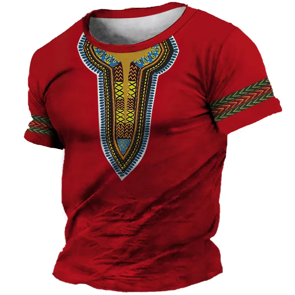 Newest Summer Mens Clothing 3D Printed African Ethnic Tradition Stripe Men Oversized Short Sleeve TShirt Men\'s Retro T-shirts