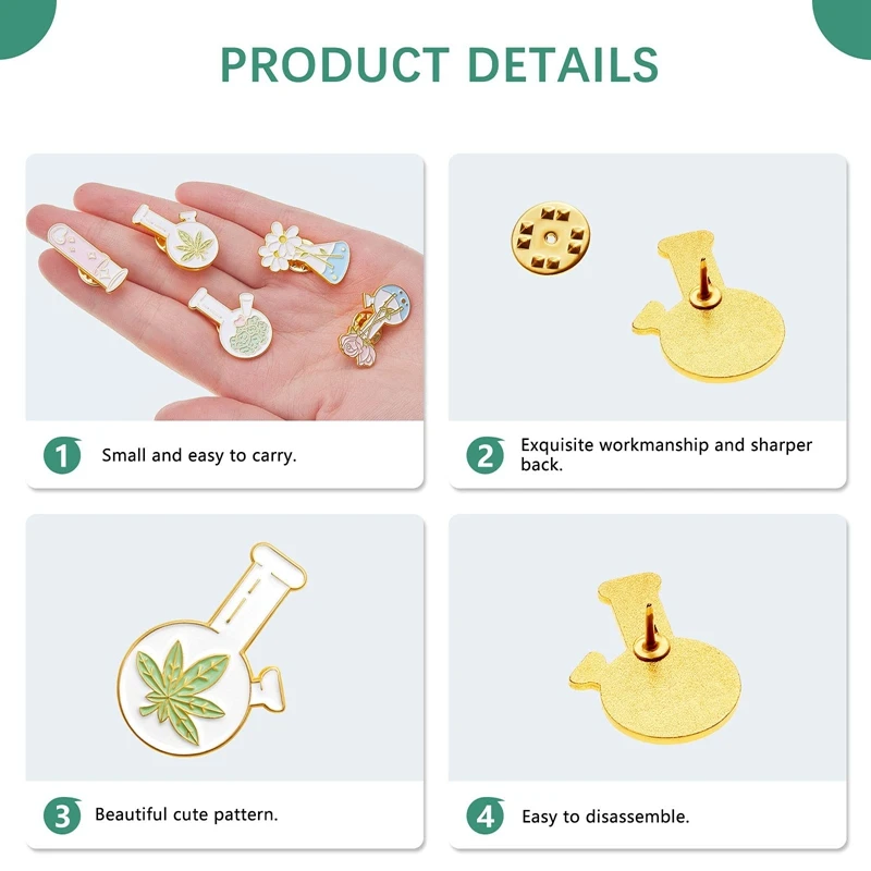 10 PCS Enamel Pin Cute Cartoon Flask Test Tube Plant Lapel Pin Brooches Badges For Backpacks Jackets image 5