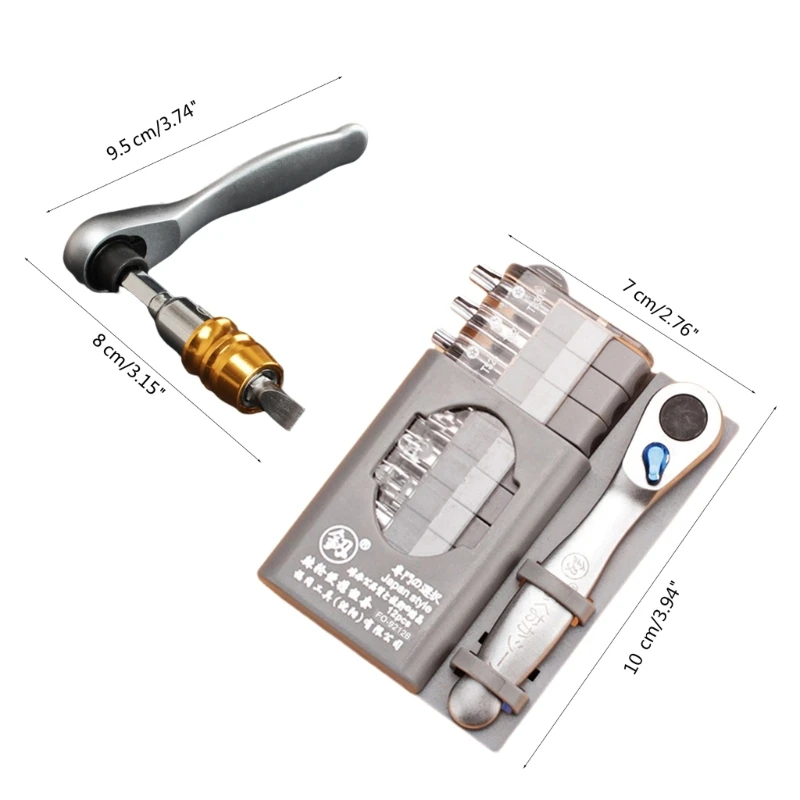 K1KA Mini Ratelsleutel Schroevendraaier Bit Set Multifunctionele Speciaal Gevormde Slotted