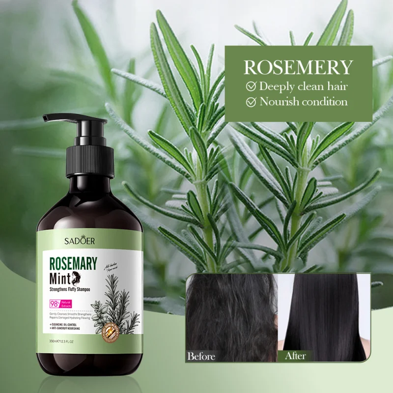 

Peppermint Rosemary Shampoo Volumizing & Strengthening Hair Wash for Thin Hair, Sulfate-Free Clarifying Formula with Natural Oil