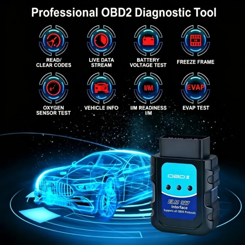 NEW HOT In Stock-OBD2 ELM327 Scanner Reader Bluetooth Wireless Auto Diagnostic Scan Tool For IOS & Android