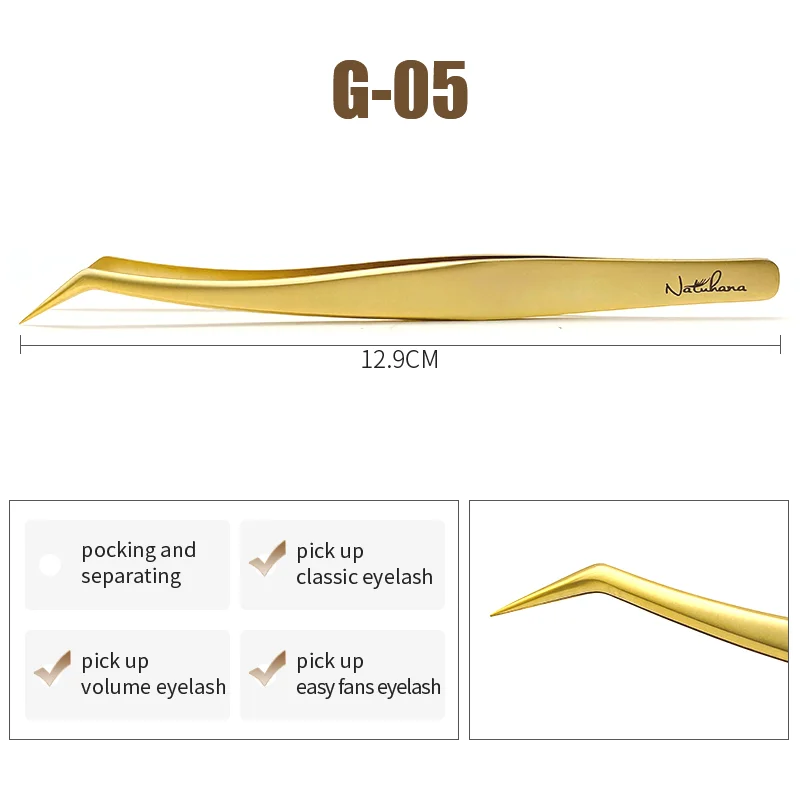 NATUHANA Antistatische gerade Wimpernverlängerungspinzette, industrielle Präzision, gebogene gerade Wimpern-Augenbrauenpinzette, Make-up-Tools