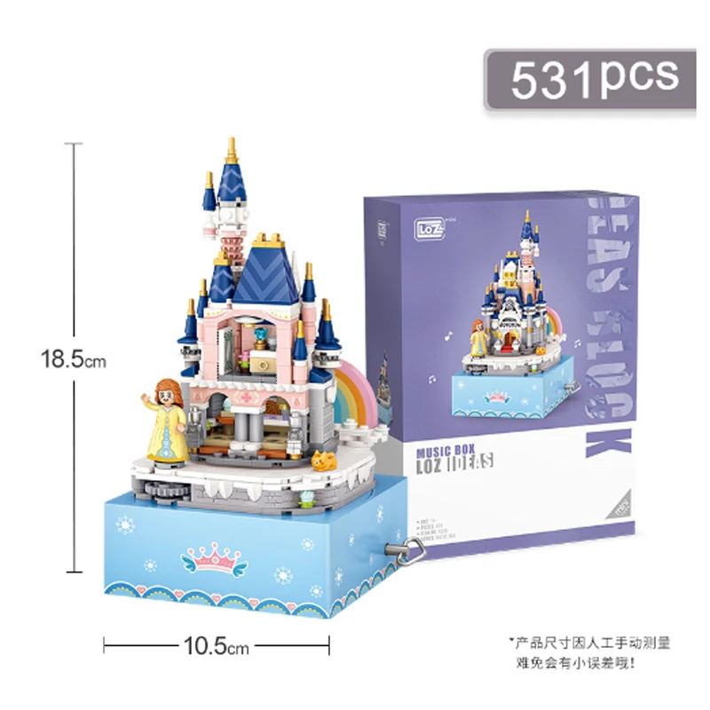 Mini blocos de construção casa de natal árvore moinho de vento casa castelo sakura caixa de música quebra-cabeça decoração diy brinquedos presente para crianças