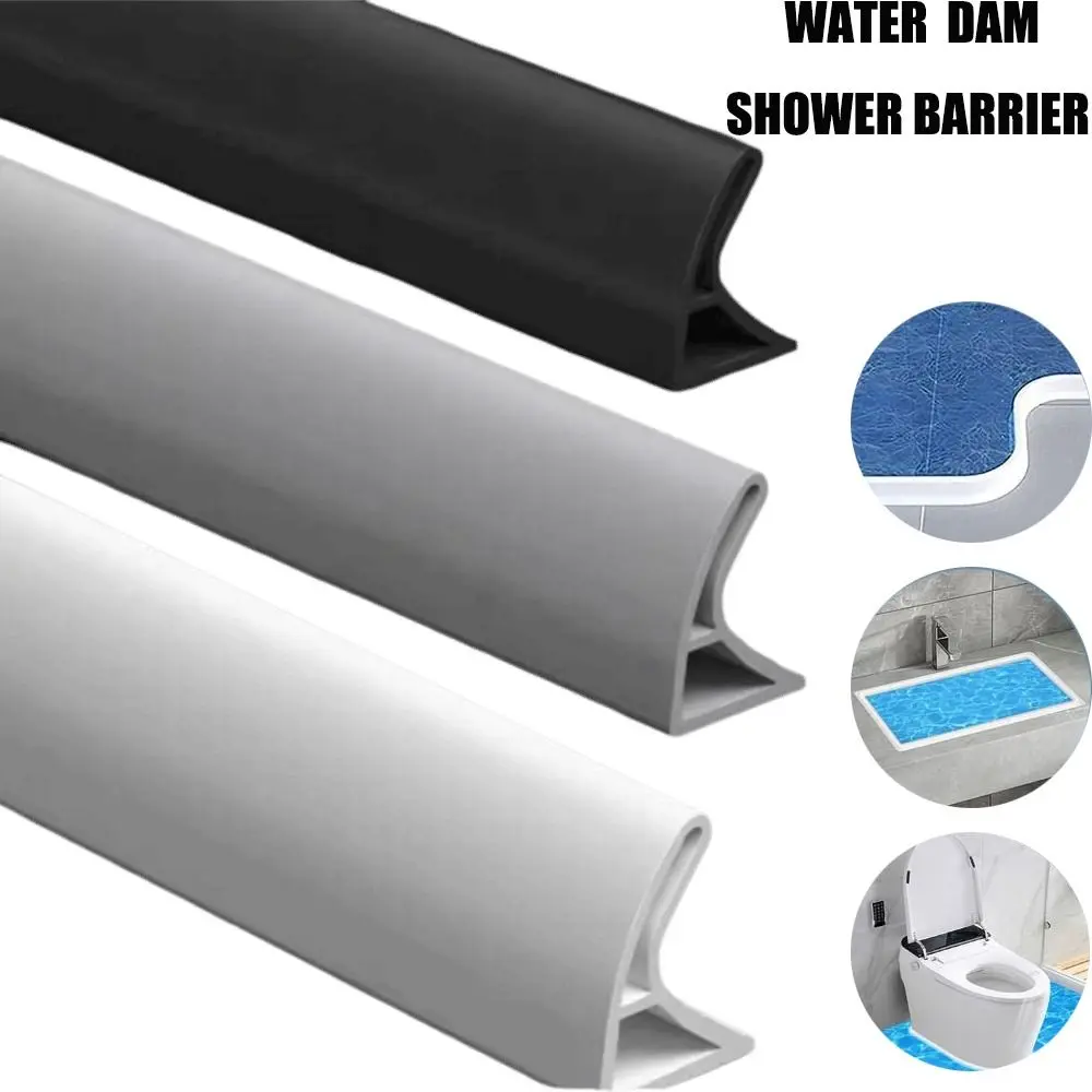 

2M Collapsible Shower Water Dam Self Adhesive Dry Wet Separation Shower Threshold Flexible Silicone Water Stopper Shower Edge