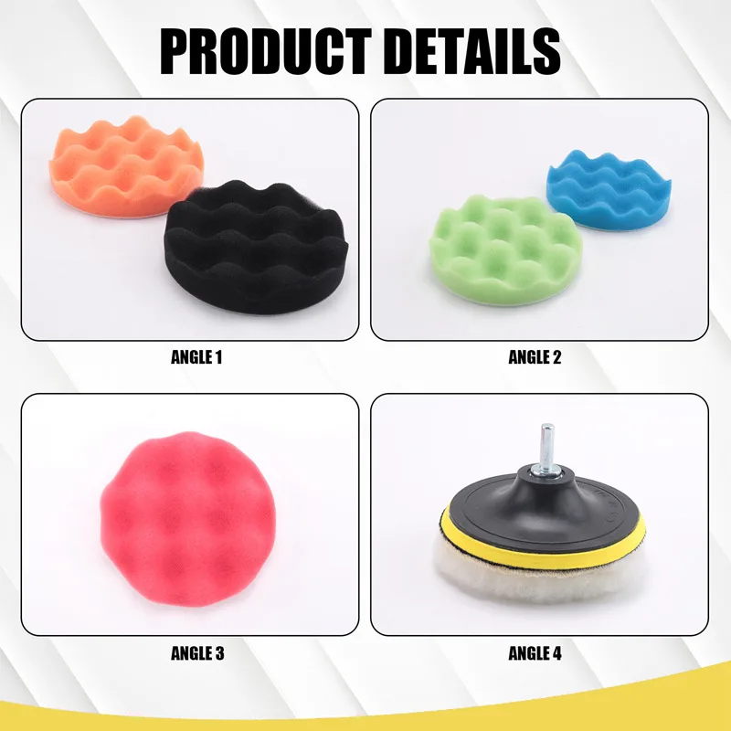ABJA-8Pcs/Set Car Sponge Polishing Pad Set 5 Inch Buffing Waxing Pad For Boat Car Polisher Buffer Drill Wheel Polisher Tools