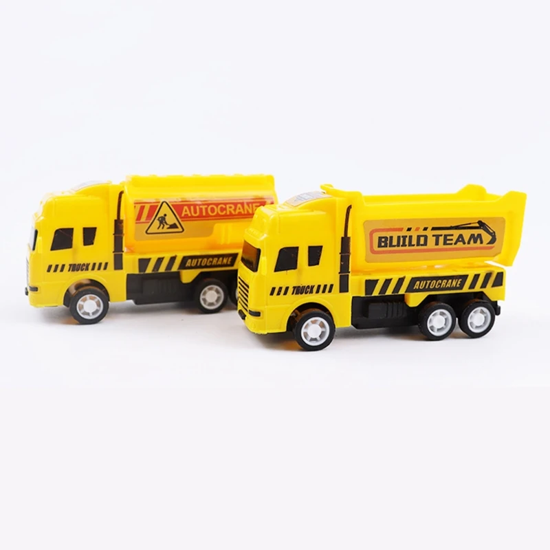 Coolplay Mini camion d'ingénierie 11 en 1 moulé sous pression pour garçons, mini benne, bulldozers, chariot élévateur, camion-citerne, voiture d'asphalte et pelleteuse pour enfants