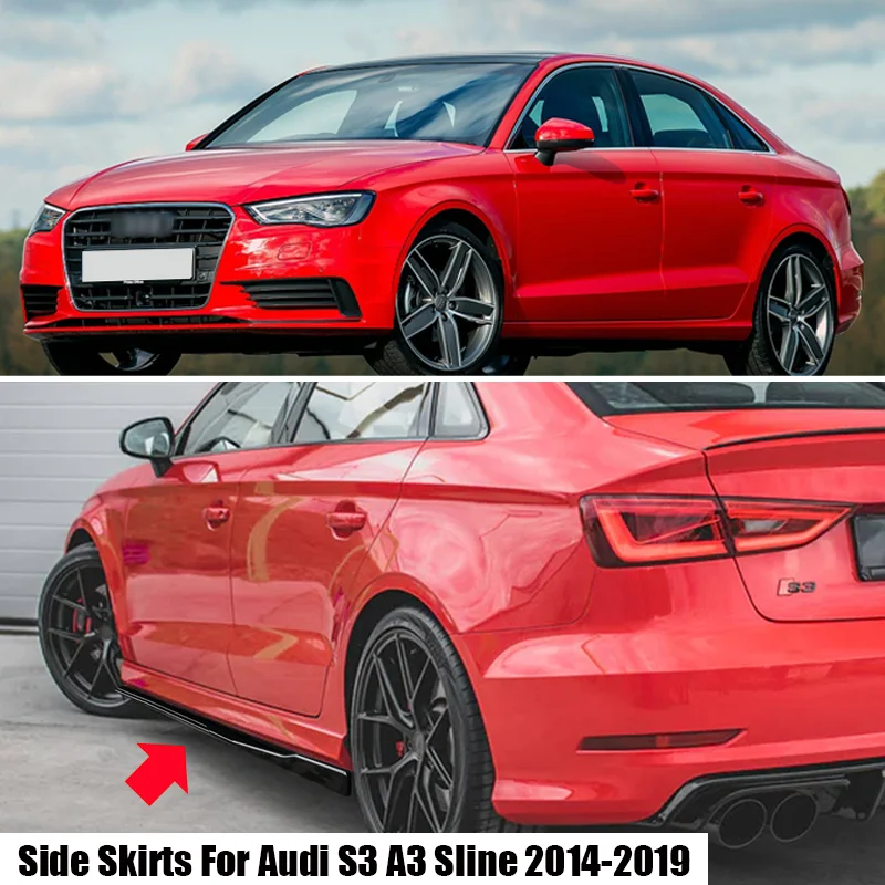 Side Skirt Extensions For Audi Accessories S3 A3 Sline 2014 2015 2016 2017 2018 2019 Rocker Panels Side Trim Spoiler Factory Out