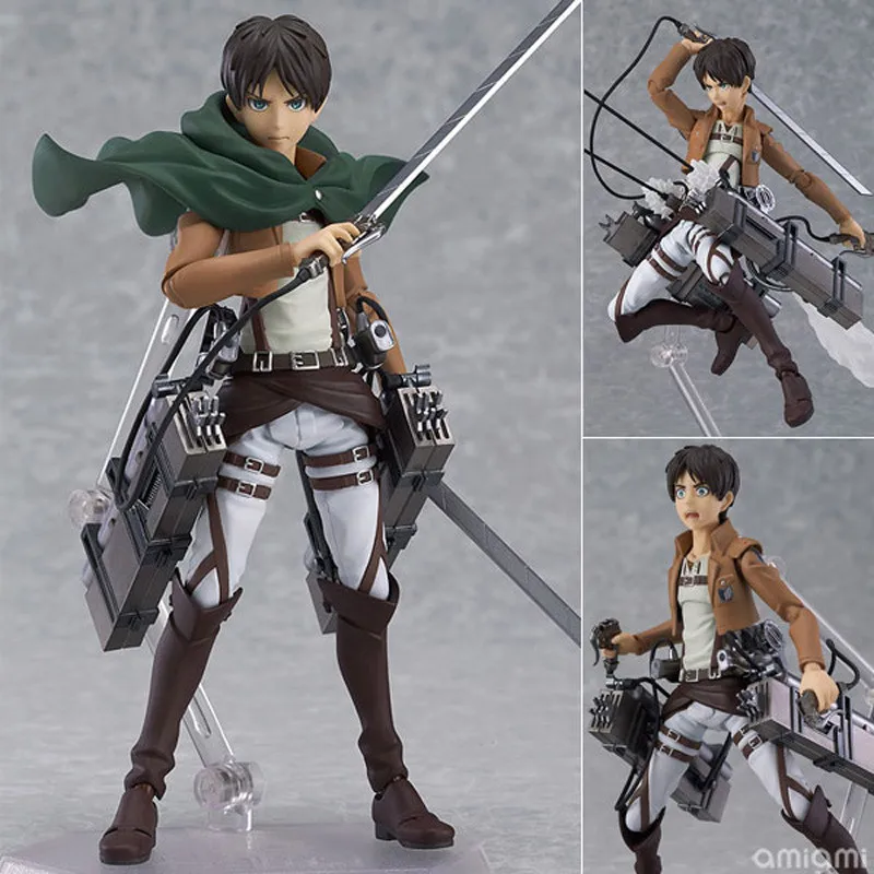 Anime Figure Attack On Titan Eren Jaeger Standing Holding Sword Detachable Model Toy PVC Collection Desktop Ornaments 14CM