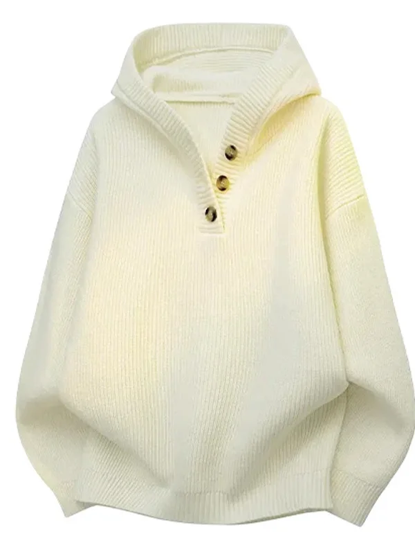 

Loose Fit Korean Sle Hoodie Men's Spring Autumn Knitted Sweater Couple's Outerwear Comfortable Casual Long Sve