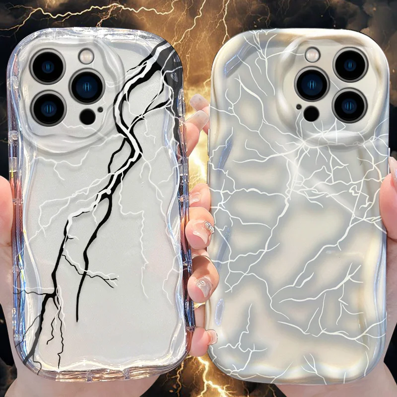 

Lightning Wave Case for iPhone 16 E 15 Pro Max 14 13 12 Mini 11 Pro Max XS X 8 7 Plus Soft Silicone Shockproof Back Covers Funda