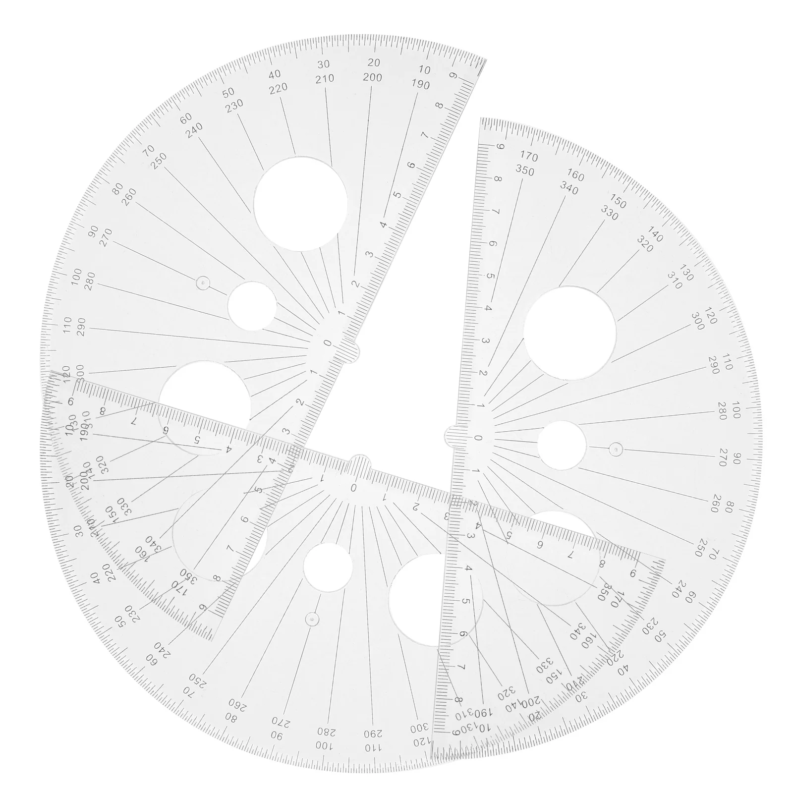 3 قطعة مسطرة منقلة من البلاستيك الشفاف متعددة الوظائف شبه دائرة 180 درجة أداة قياس لرسم الهندسة والفصول الدراسية المدرسية #2