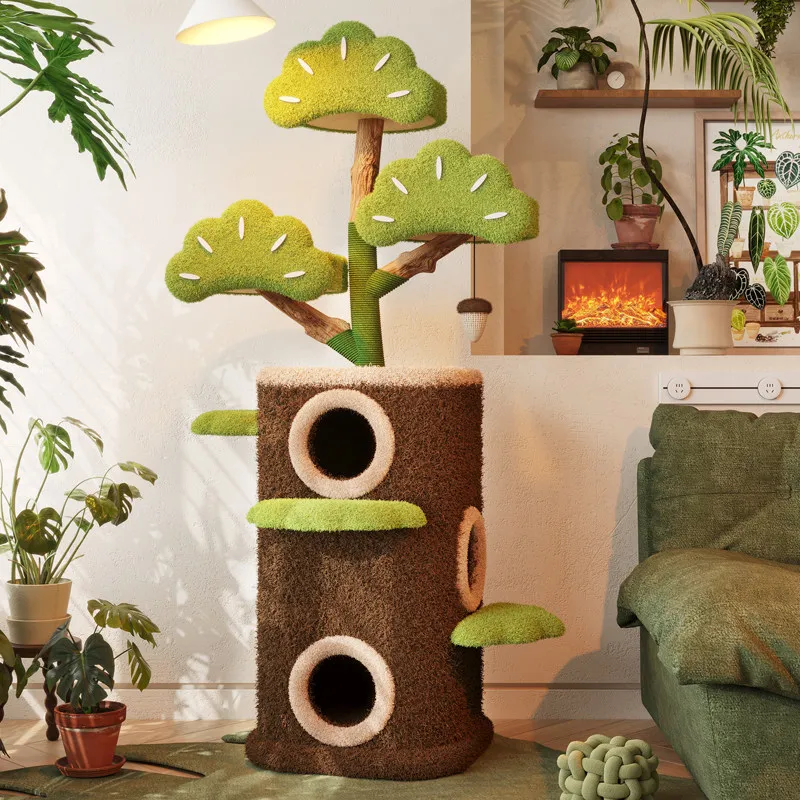 

Large Tree Post Scrapers Cat Tower Accessories Castle Modern Toys Shelves Cat Tower Indoor Sandbox Tiragraffi Gatto Cat Toy