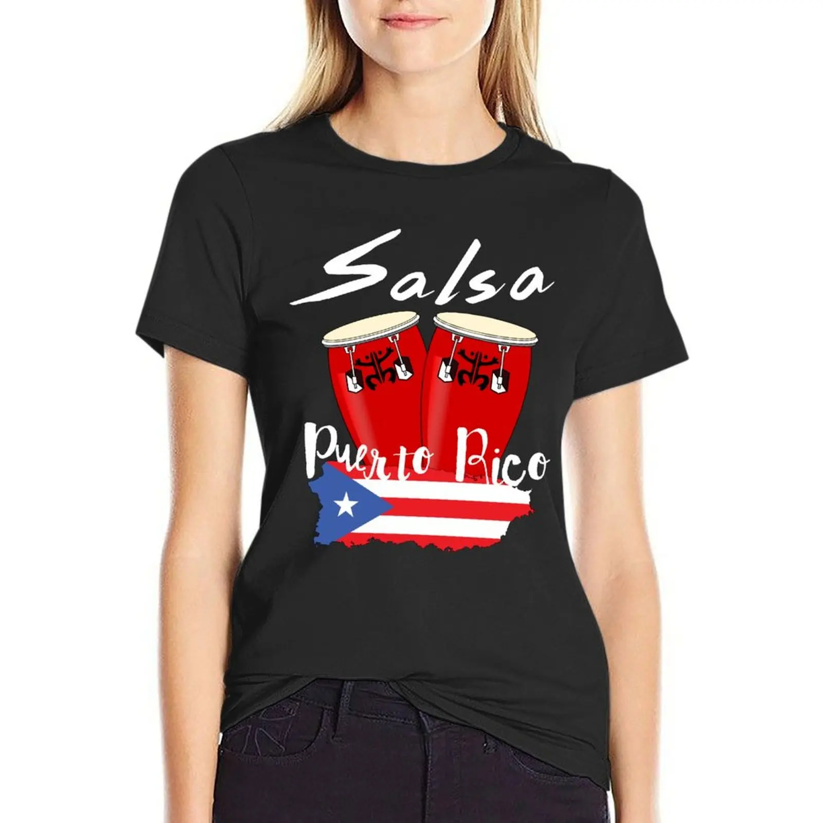 Puerto Rico Salsa T-Shirt summer tops plus size tops Women's cotton t-shirt