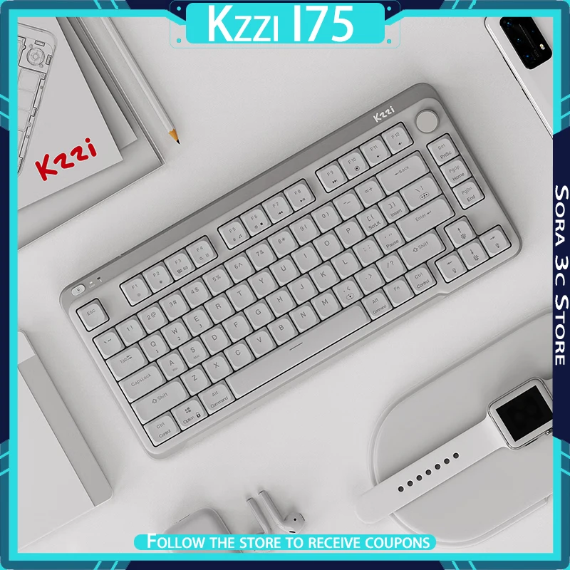 Kzzi I75 Youth Edition Mechanical Keyboard Wireless Tri-mode Low-Profile Slim for Office Use Long Battery Life Laptop Keyboard