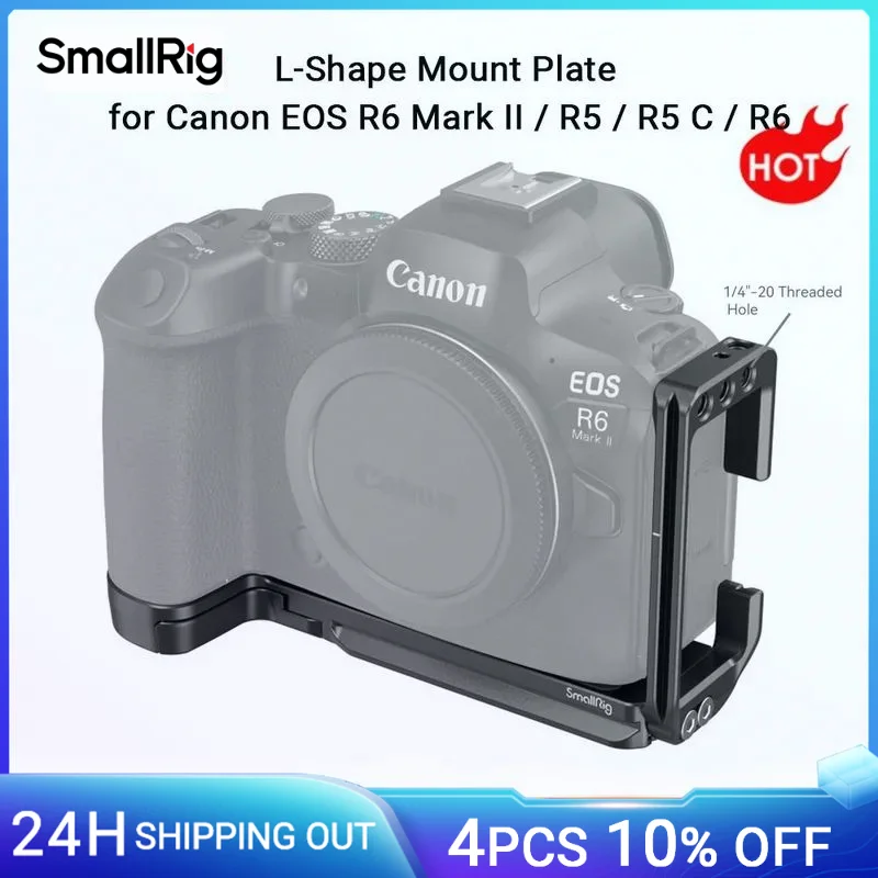 SmallRig L-Shape Mount Plate for Canon EOS R6 Mark II / R5 / R5 C / R6  L-Bracket with Arca-Swiss Quick-release Plates -4160