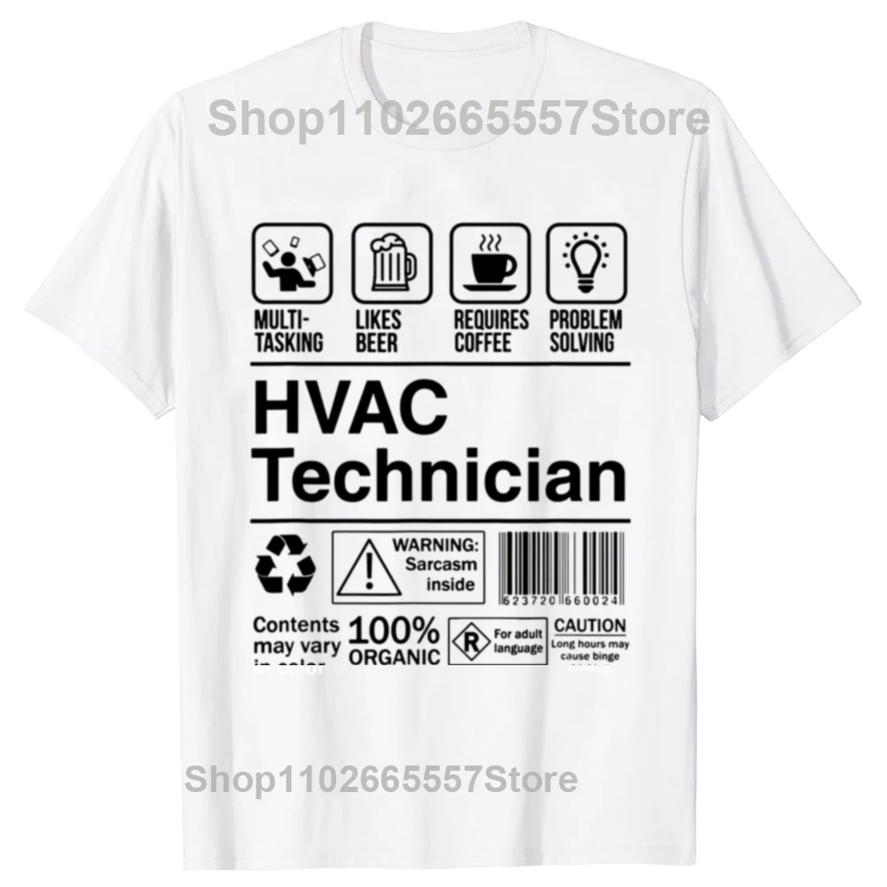 مضحك فني HVAC تسمية المنتج تي شيرت الجرافيك القطن قصير الأكمام هدايا عيد الميلاد الصيف نمط تي شيرت الرجال الملابس