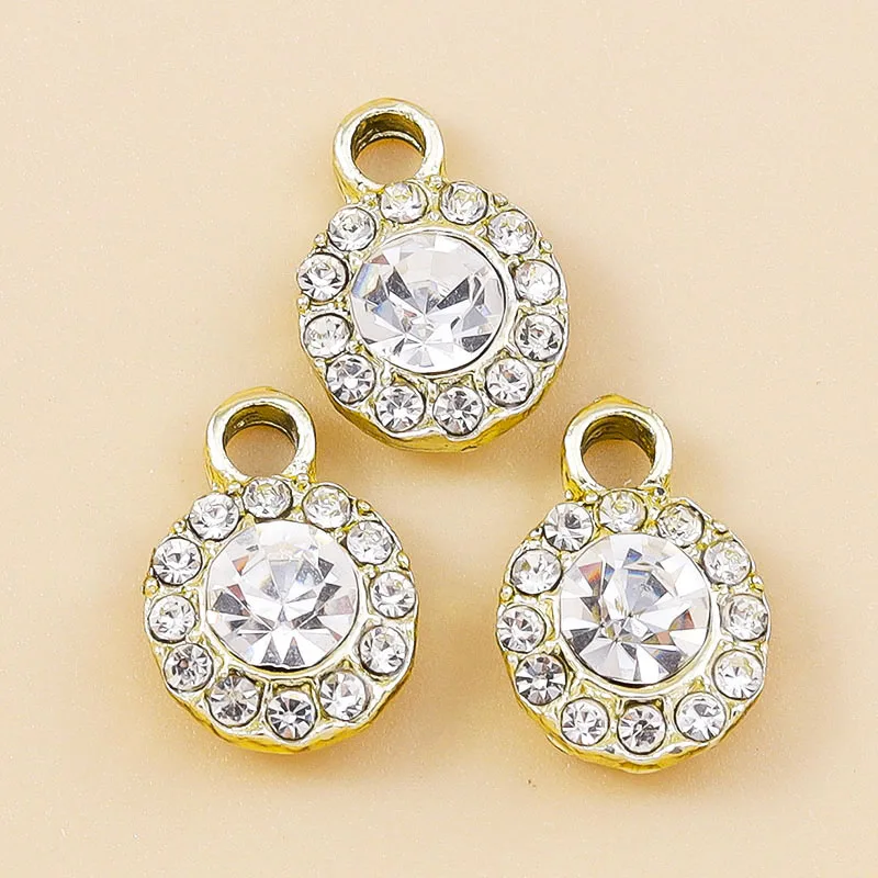 Leslie 10pcs 9*13mm Shining Crystal Mini Charms Pendants for Making Necklace Earrings Bracelets Handmade Jewelry Craft