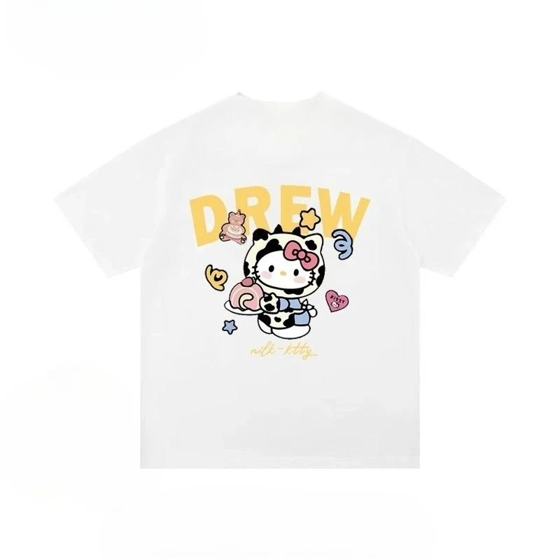 Kids Girls Hello Kitty T Shirt Sanrio Cartoon Book Graphic Print Short Sleeve Cotton Summer Casual Tees for Little Fans