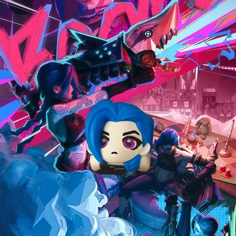 

League of Legends Arcane Jinx аниме смола материал вокруг игры Индивидуальный колпачок для ключей Положение ESC Оригинальная заводская высота R4