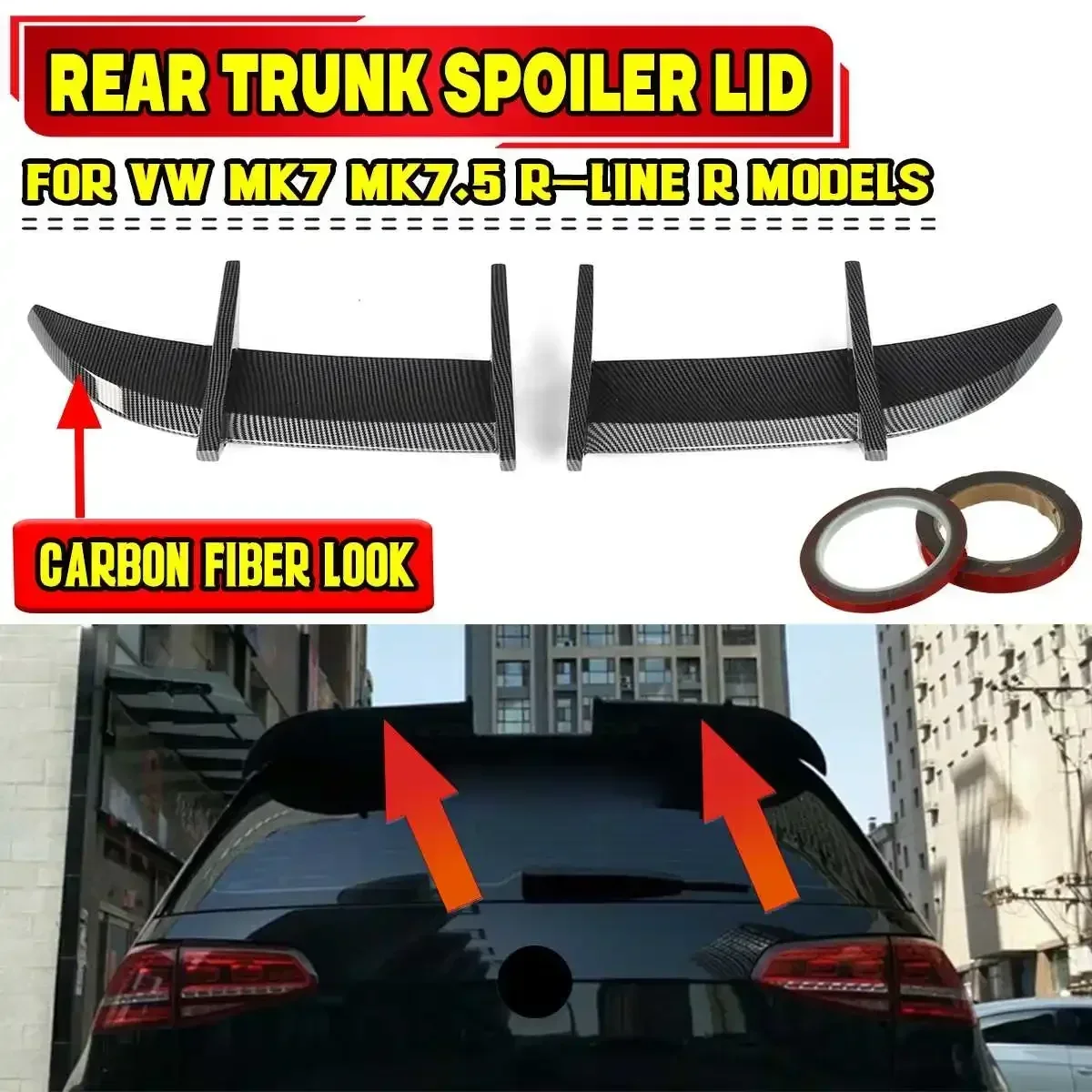 

Black/Carbon Fiber Look Car Rear Spoiler Wing Trunk Lip AK Style For Volkswagen For VW MK7 MK7.5 R-LINE R Rear Trunk Spoiler