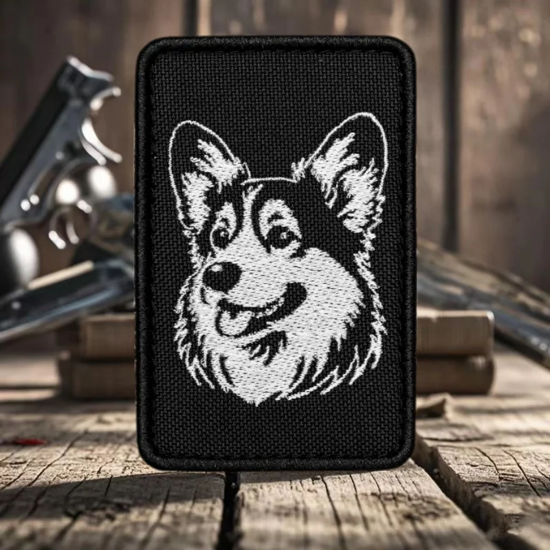 

"Corgi" Embroidery Patches Cute Dog Hook and Loop Patch on Clothes Military Morale Badge Armband Tactical Backpack Stickers