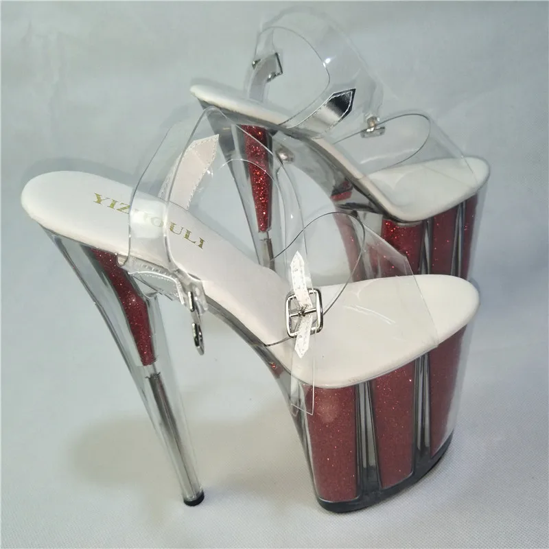 Zapatos de tacón de fiesta para mujer, zapatos de boda, plataforma de cristal, Ultra tacones altos, zapatos de baile, Sexy, 20CM