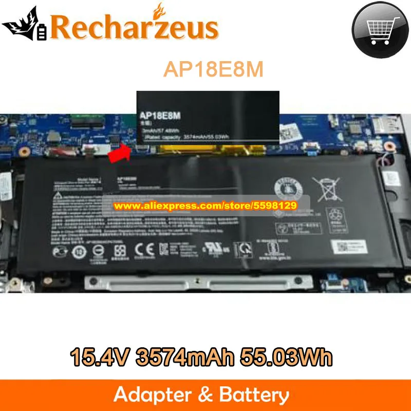 

Genuine AP18E8M Battery For ACER Nitro 5 AN515 ConceptD 5 CN515 Series Aspire 7 A715-74 Notebook Battery Packs 15.4V 3574mAh