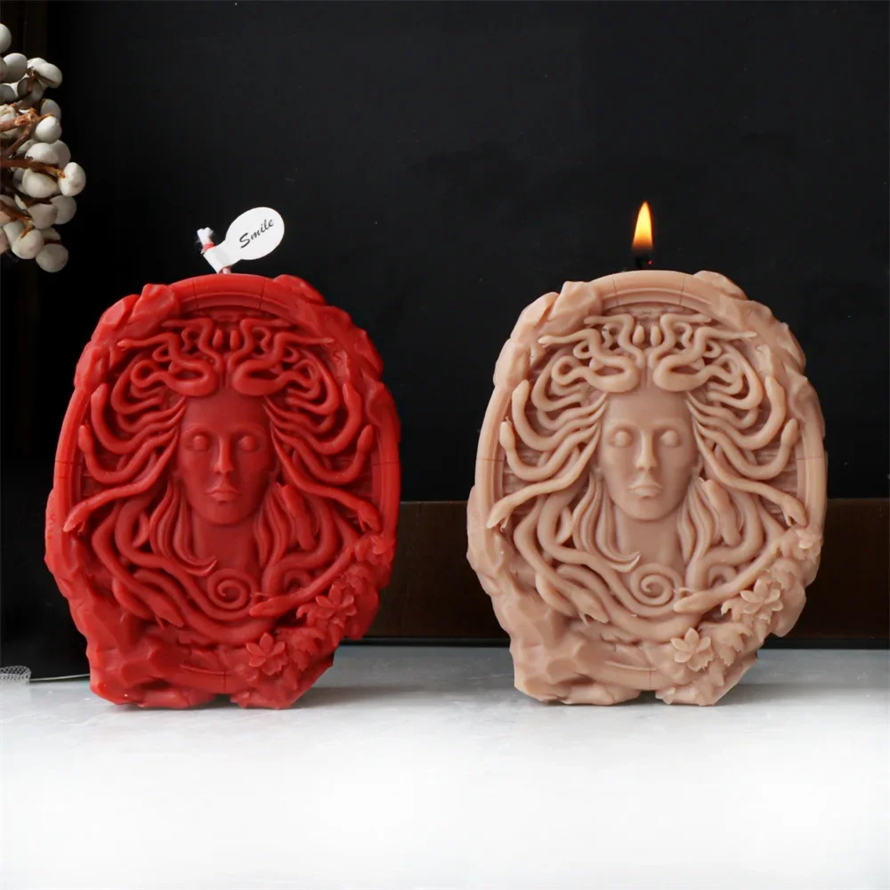 2D/3D New Medusa Figure Silicone Candle Silicone Mold Snake Head Goddess Gypsum Mold Resin Crafts Concrete Casting Molds