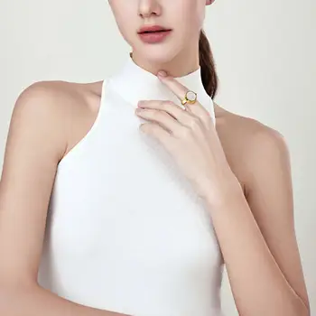 Dámský prsten z nerezové oceli s nastavitelnou velikostí pro balzám na rty a mušličkou 8 nejlepší prodej Yanns - №4