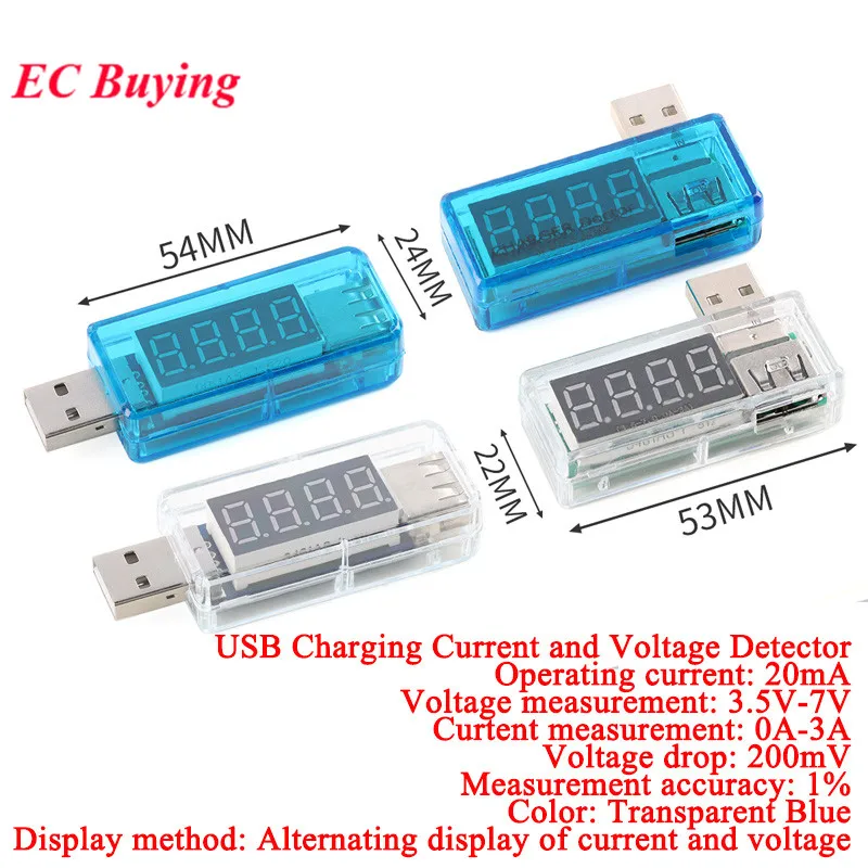 Digital USB Charging Current Voltage Capacity Tester Detect Charger Meter Mobile Power Detector Battery Test Voltmeter Ammeter