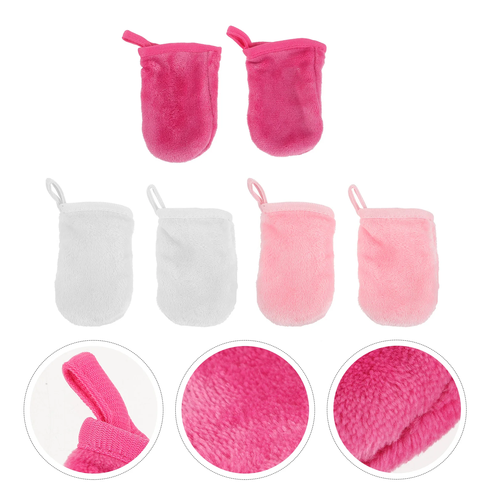 

6Pcs Reusable Facial Cleansing Gloves Soft Makeup Remover Towels Daily Use Microfiber Beauty Gloves Hanging Hole Design