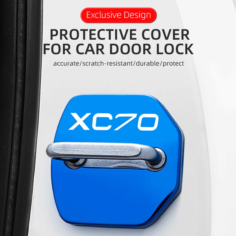 Premium Car Door Lock Cover Protector for Volvo XC70 Anti‑Rust Door Latch Buckle Decorative Cover Auto Modification Accessories