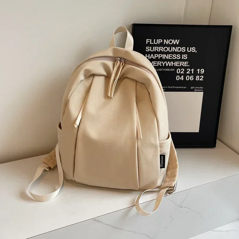 New Nylon Large Capacity Backpack Solid Color Women Versatile Style School Bags High Quality Light  Personality Women Backpack