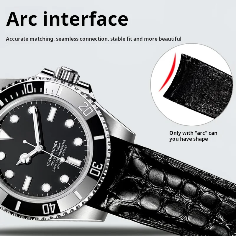 Crocodile Skin Watch Band Men's 20mm 22mm Genuine Leather Black blue brown For Rolex Omega Tissot IWC Seiko Arc Watch Strap belt