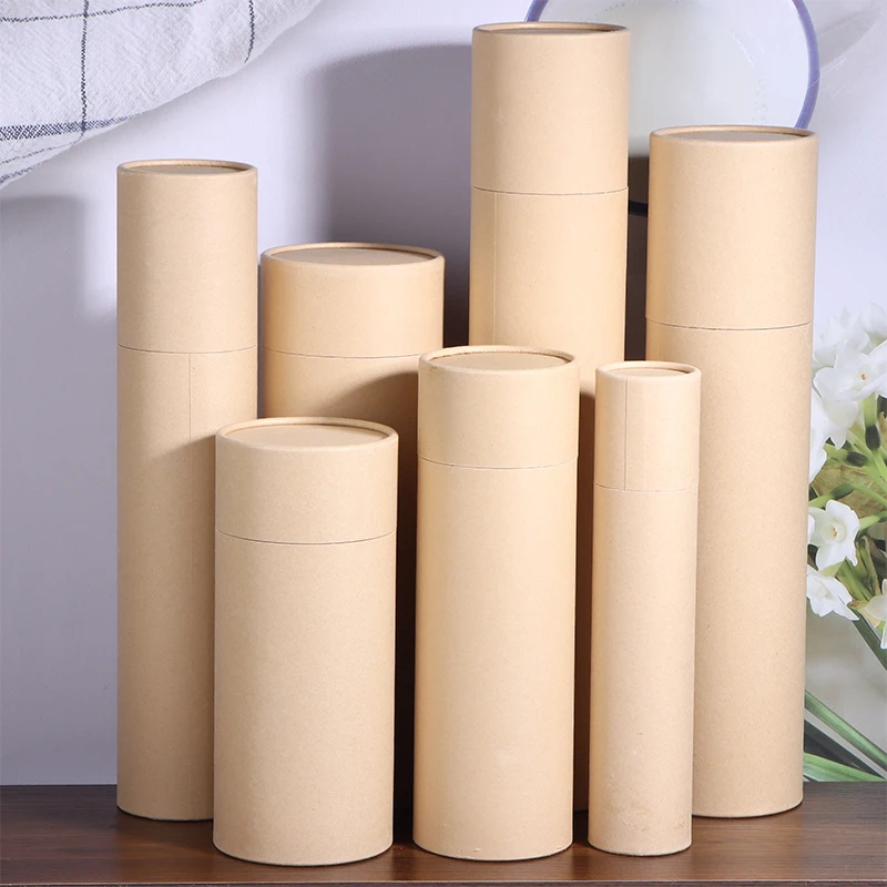 1Pcs Essential Oil Bottle Tube Packaging Box Kraft Paperboard Tubes Round Kraft Paper Containers For Pencils Tea Caddy Coffee