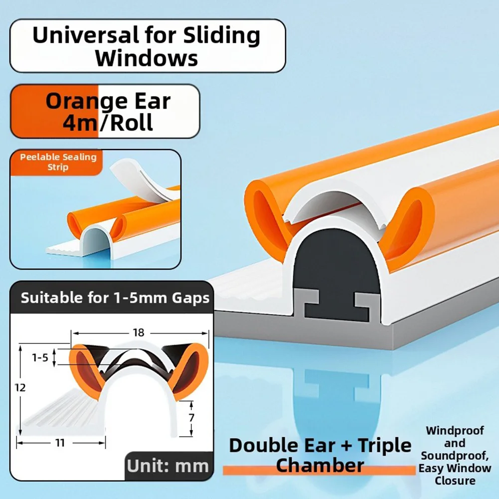 Noise Reduction and Thermal Insulation Window Strip with Secure Fit and Robust TPE Material Suitable for DIY Application