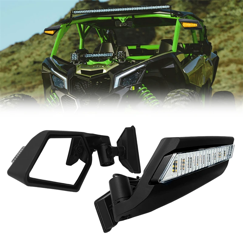 

For Can Am Maverick X3 Max X DS RS MR Turbo R 2017-2020 UTV Rearview Mirror With LED Turn Signal Light Side Mirrors Accessories