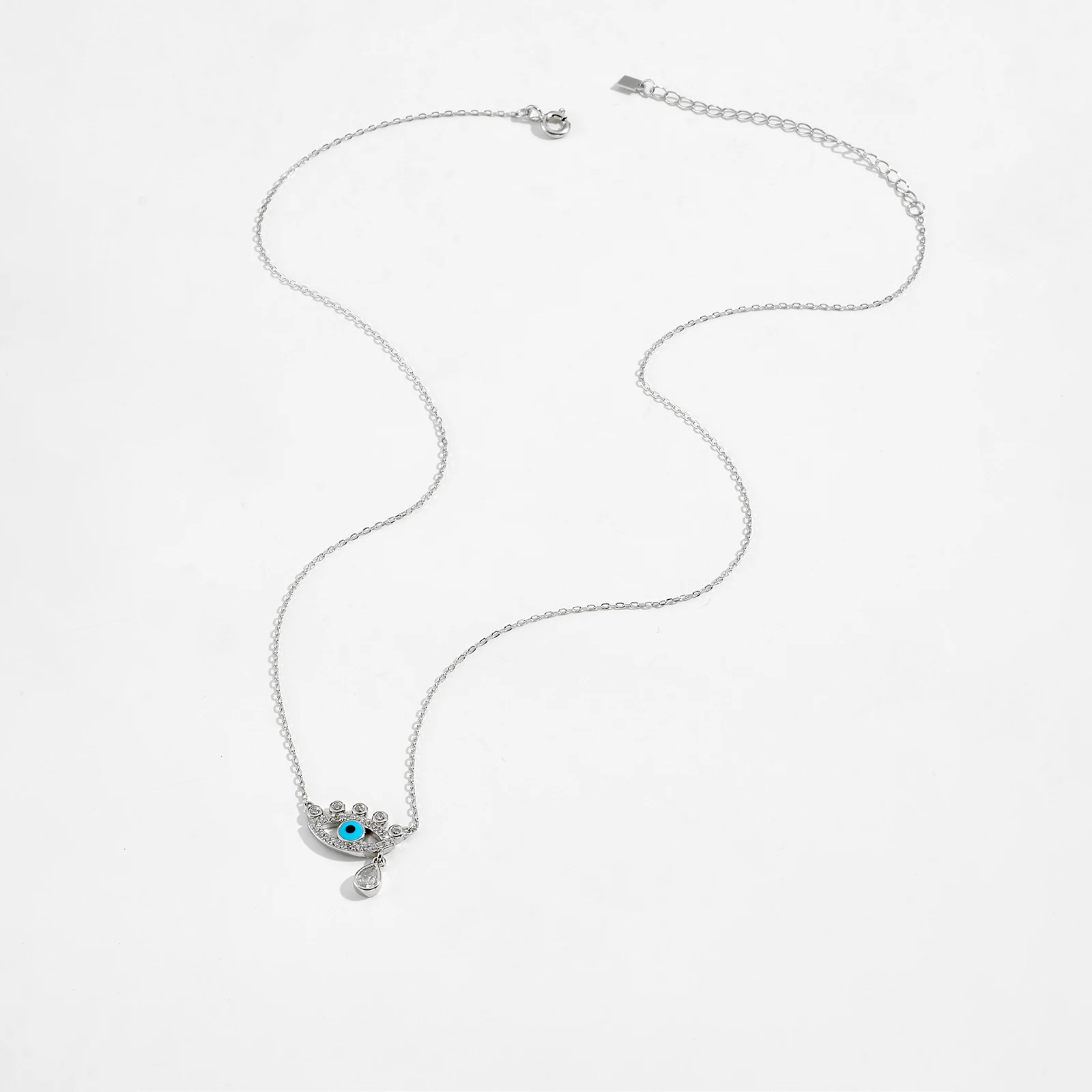 ANDYWEN 925 Sterling Silver Evil Eye Pear Shape Charm Blue Enamel Zircon CZ Long Necklace Luxury Rock Punk Gift Fashion Jewelry — zdjęcie 6