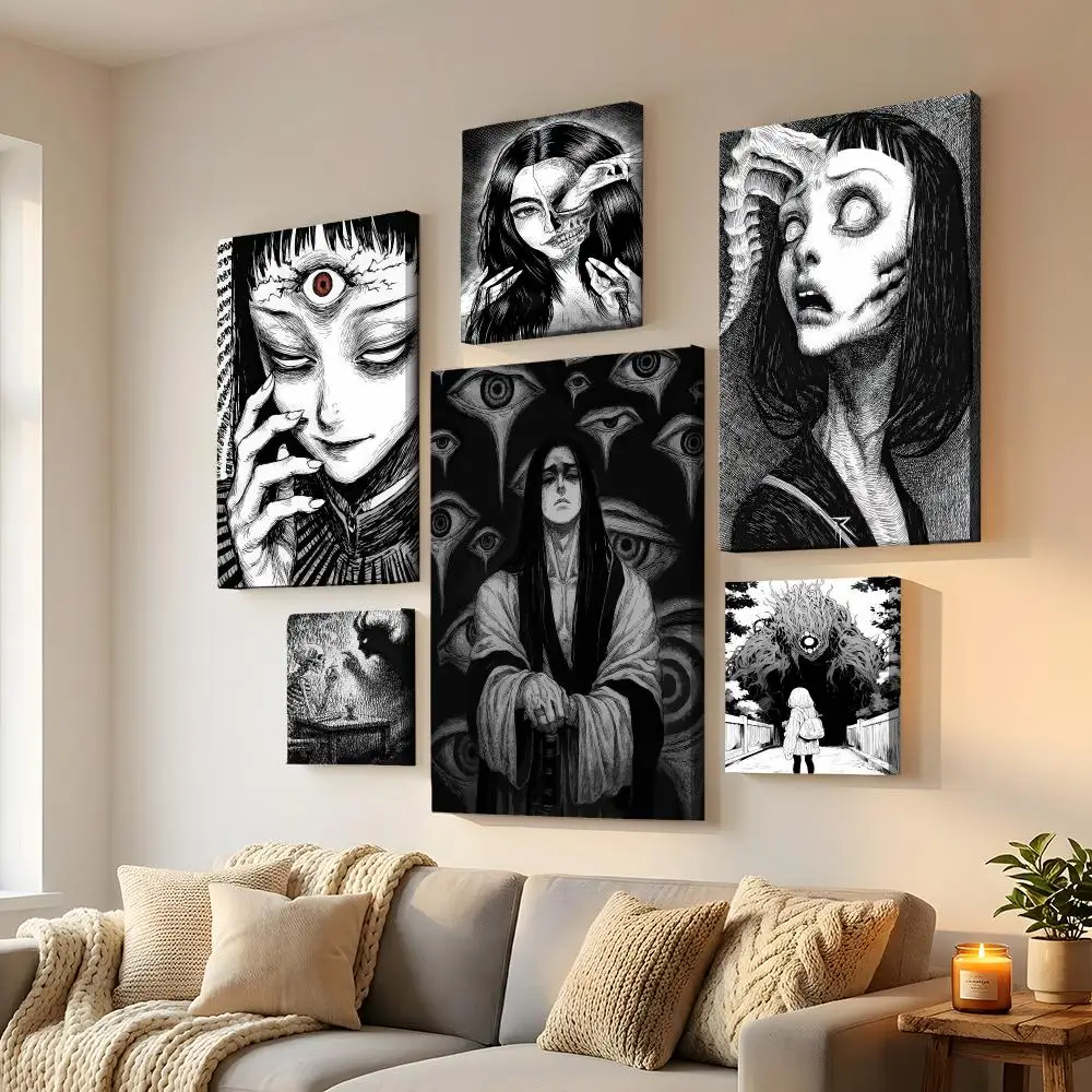 Dark Psychological Horror Manga Framed Wall Painting HD Canvas Wall Art | Optional Framed/Unframed | Modern Entryway Home Decor