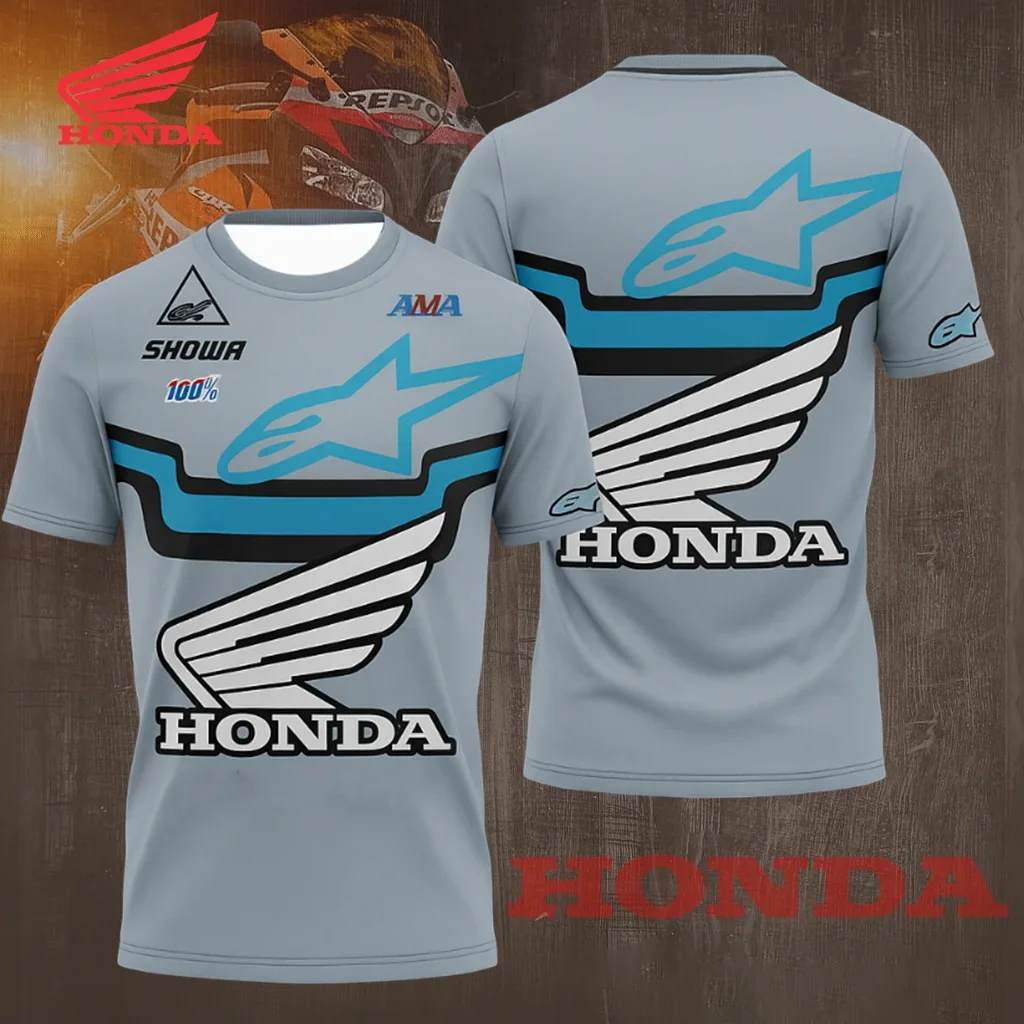 تي شيرت رجالي صيفي بأكمام قصيرة من Honda ماركة سيارة رياضية لسباق الدراجات النارية سريع الجفاف جيرسي كاجوال #6