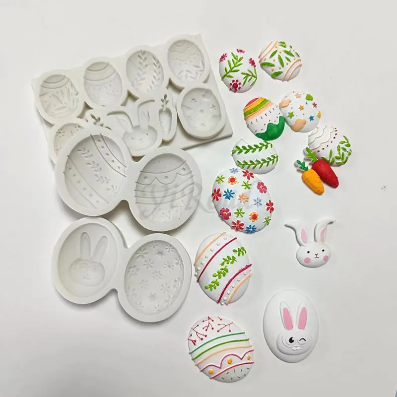 Easter Party Decoration Rabbit Carrot Easter Eggs Fondant Silicone Mold Chocolate Cookies Baking Moulds Cake Decorating Tools