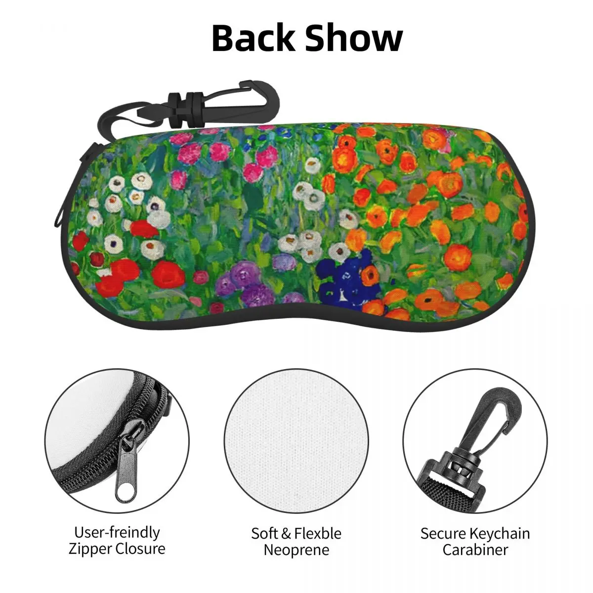 Gustav Klimt Horizontal Glasses Case Cottage Garden Print Cute Travel Sunglasses Pouch Male Female Zip Eyewear Box