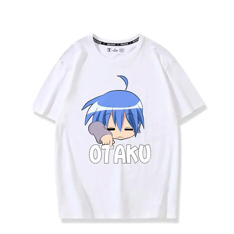 Camiseta de otaku de la estrella de la suerte para hombre, camisa con estampado 3D, cuello redondo, estilo Harajuku callejero, ropa de verano,