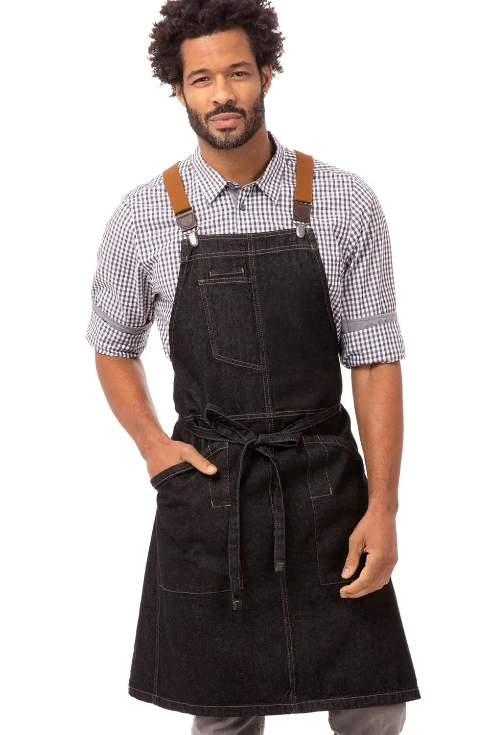 

Универсальный фартук для повара с регулируемыми подтяжками, черный и песочный, единый размер подходит всем